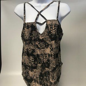 RVCA Spaghetti Strap Abstract Print Top Blouse SM